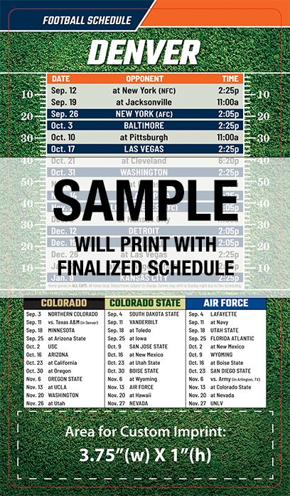 ReaMark Products: Denver Full Magnet Football Schedule
